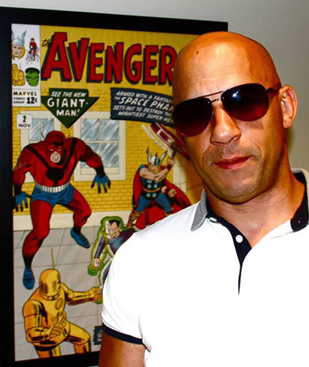 Vin Diesel nos escritórios da Marvel