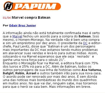 Papum: Marvel compra Batman