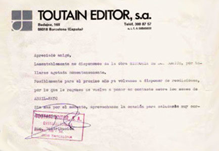 Carta da editora Toutain
