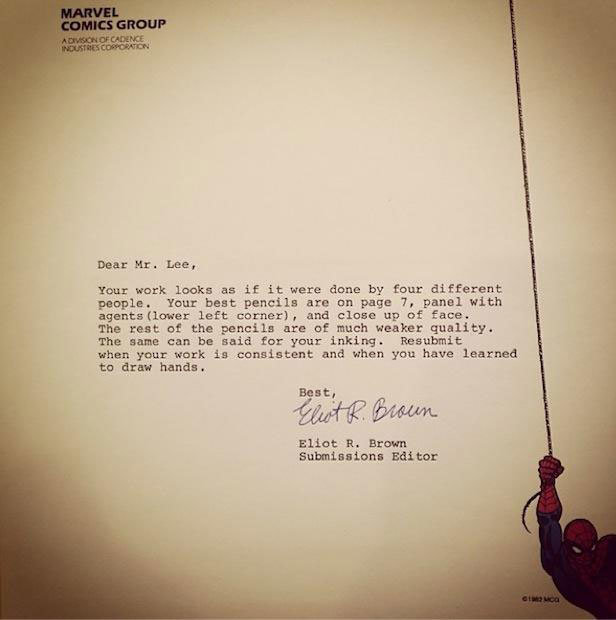 Carta da Marvel para Jim Lee
