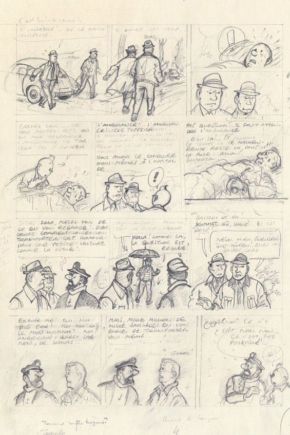 Esboço de Hergé para Tintim e o Thermozéro