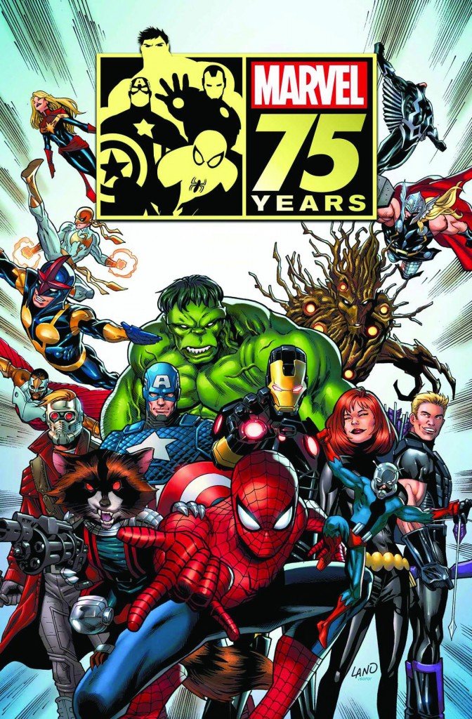 O cartaz do aniversário de 75 anos da Marvel Comics que gerou os rumores