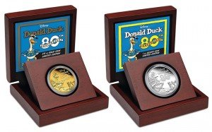 Moedas Donald ouro e prata