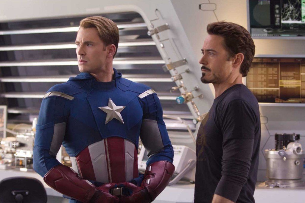 Steve Rogers e Tony Stark, em Os Vingadores