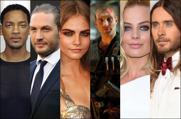 Will Smith, Tom Hardy, Cara Delevingne, Jai Courtney, Margot Robbie e Jared Leto Will Smith, Tom Hardy, Cara Delevingne, Jai Courtney, Margot Robbie e Jared Leto