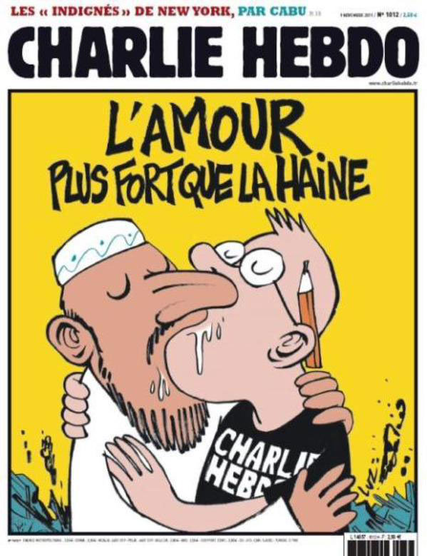 Capa da Charlie Hebdo - O Amor é mais forte do que o ódio
