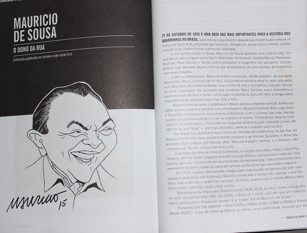 Autógrafo de Mauricio de Sousa no livro Universo HQ Entrevista